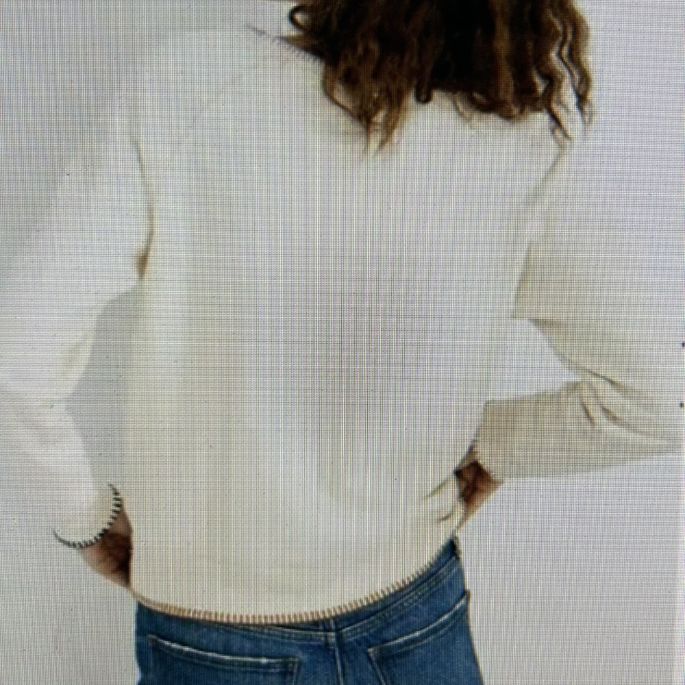 Madewell Stitched Trim Sweatshirt | Ivory with accent hem, cuffs & neckline | M - Picture 12 of 12